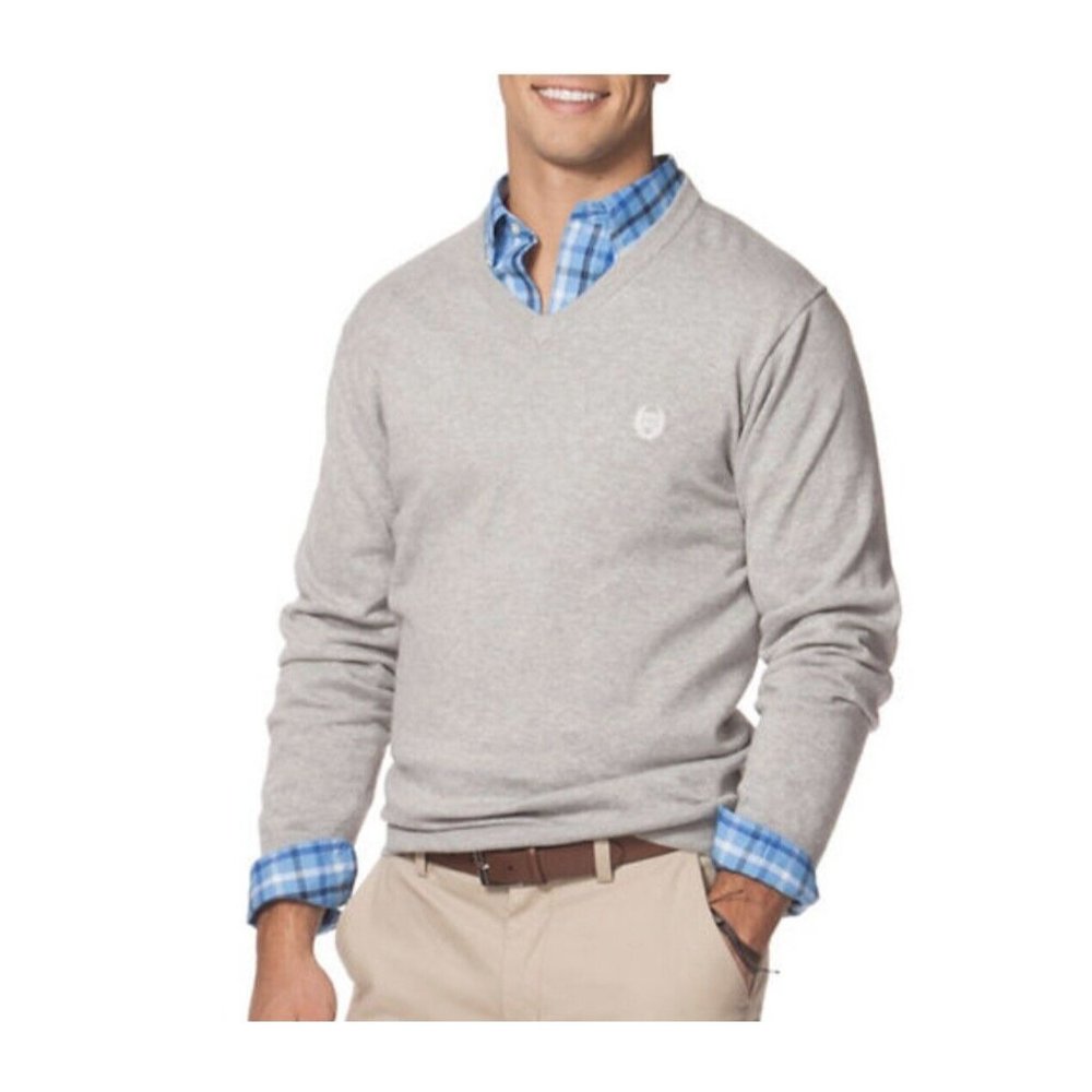 Chaps Sweater Mens Large Grey V-Neck Cotton Silk NWT MSRP $60 - Picture 12 of 12